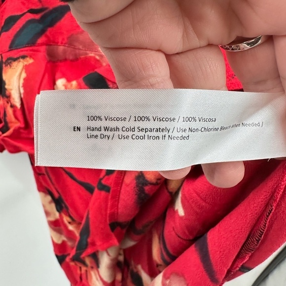 BAND OF THE FREE Dolly red floral puff sleeve woman mini bohemian dress NWT M - Picture 9 of 14